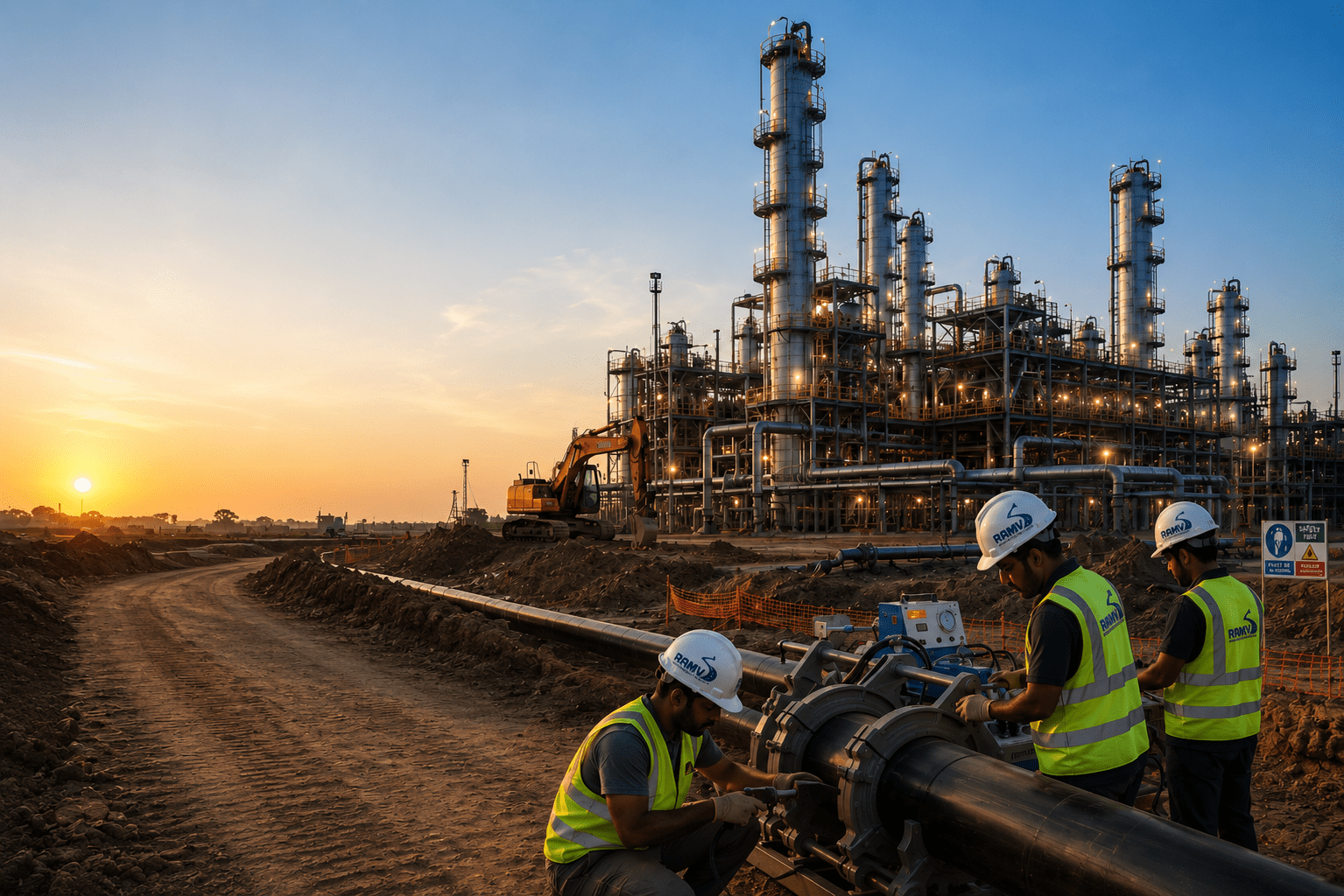 RAMV heavy industrial plant commissioning, positioning, and precision assembly operations